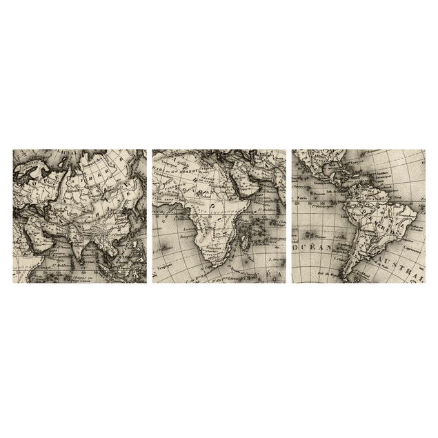Quadri vintage Dettagli della mappa del Vecchio Mondo