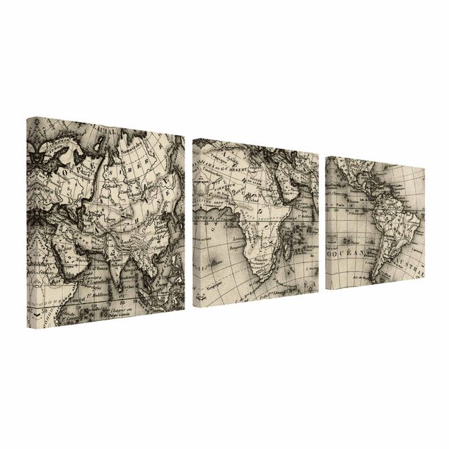 Quadri grigi Dettagli della mappa del Vecchio Mondo