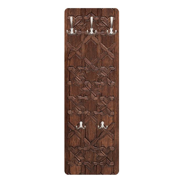 Pannello appendiabiti Antica porta di legno decorata del palazzo dell'Alhambra