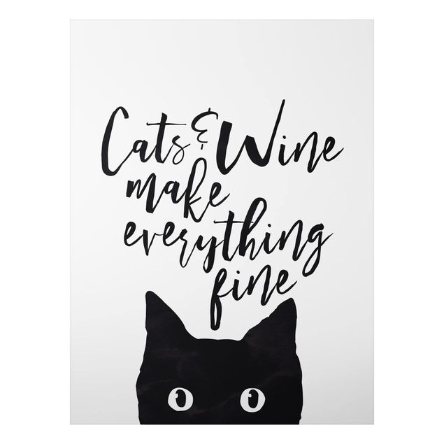 Quadro moderno Gatti e vino fanno bene a tutto