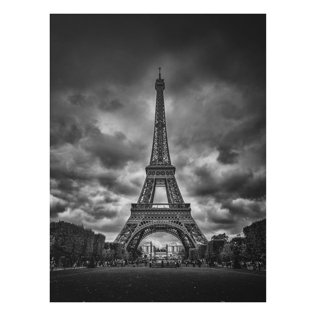 Quadri Parigi Torre Eiffel davanti alle nuvole in bianco e nero