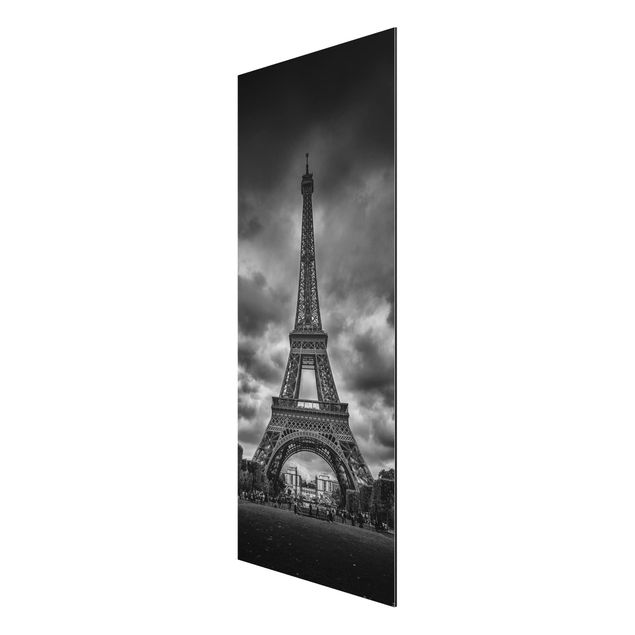 Quadri bianco e nero Torre Eiffel davanti alle nuvole in bianco e nero