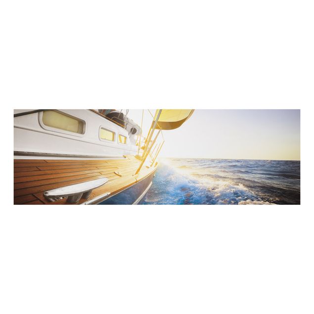 Quadro paesaggio Barca a vela sull'oceano blu in pieno sole