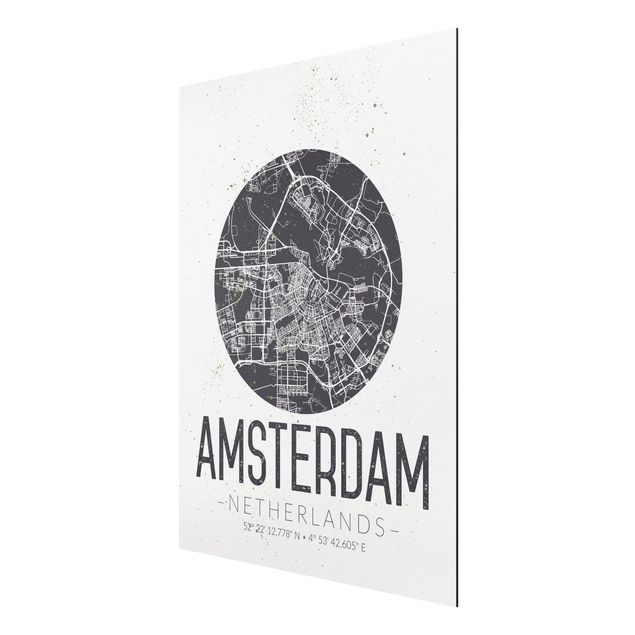 Quadri mappamondo Mappa della città di Amsterdam - Retrò