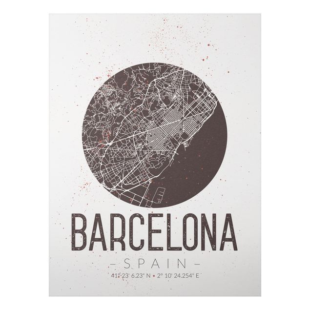 Quadri in bianco e nero Mappa della città di Barcellona - Retrò