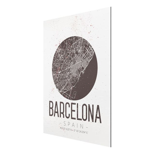 Quadro mappamondo Mappa della città di Barcellona - Retrò