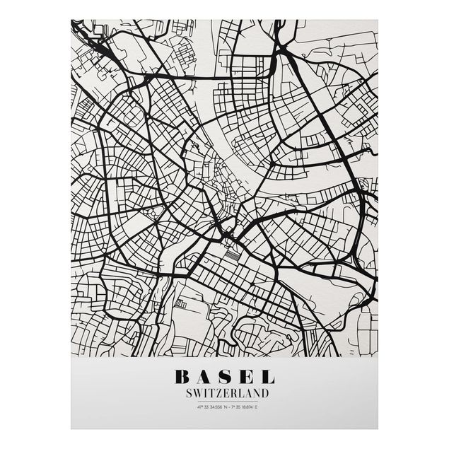 Quadri bianco e nero Mappa di Basilea - Classica