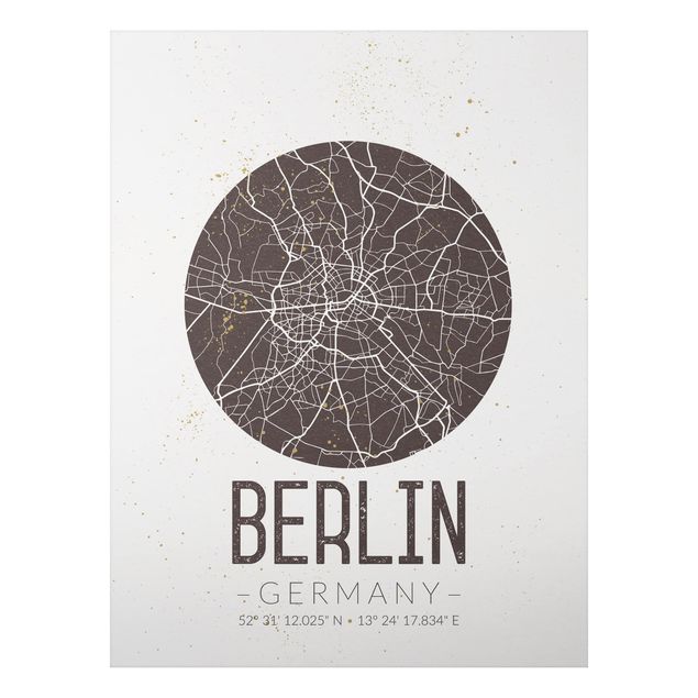 Quadri bianco e nero Mappa della città di Berlino - Retrò