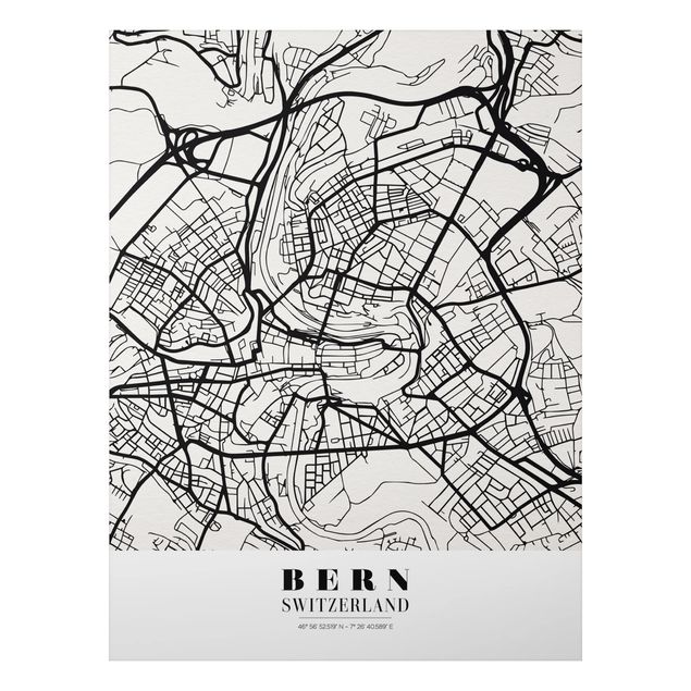Quadri in bianco e nero Mappa di Berna - Classica