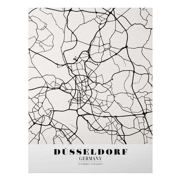 Quadri bianco e nero Mappa di Dusseldorf - Classica