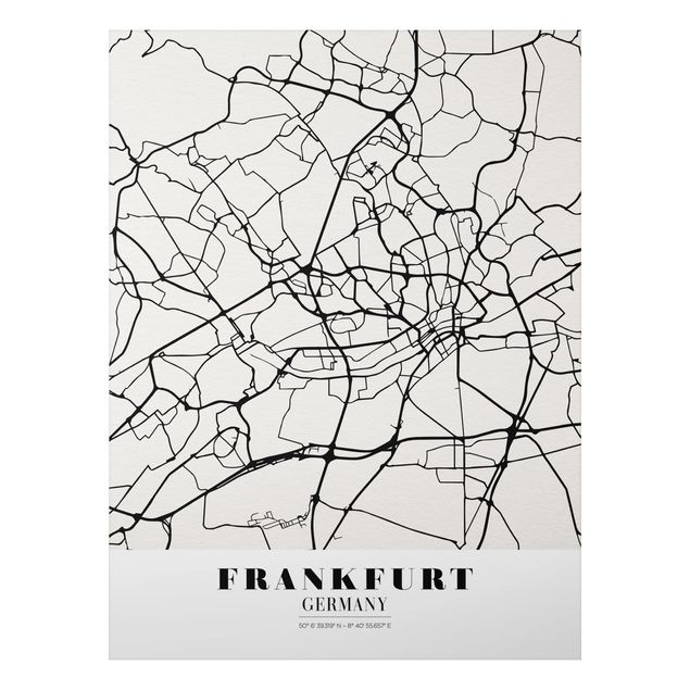 Quadri in bianco e nero Mappa di Francoforte - Classica