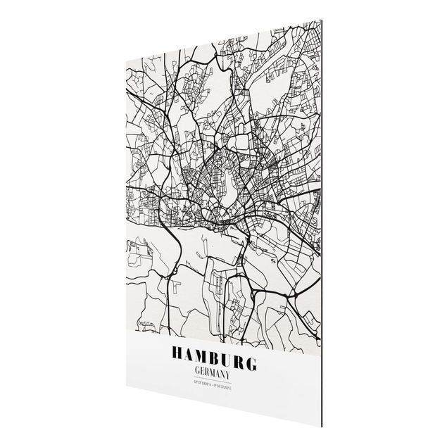 Quadro mappamondo Mappa di Amburgo - Classica