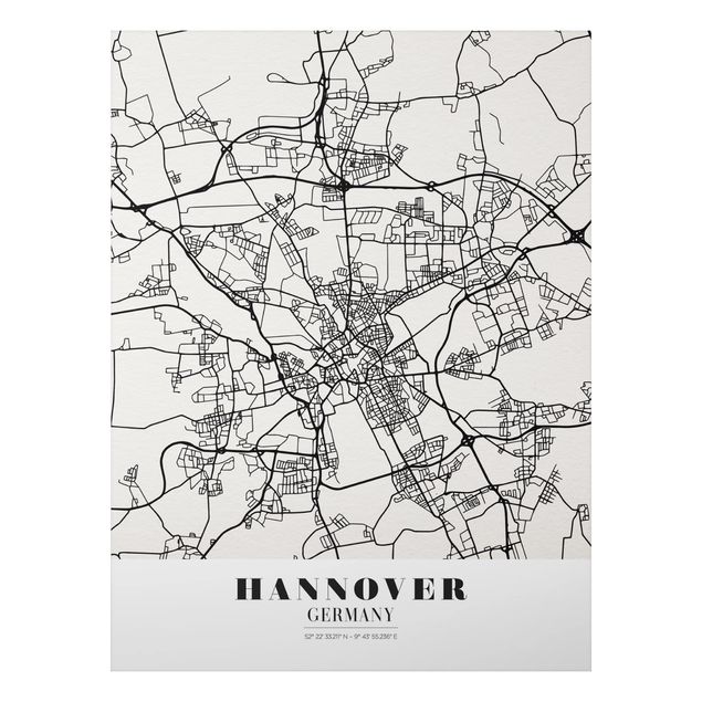 Quadri bianco e nero Mappa di Hannover - Classica