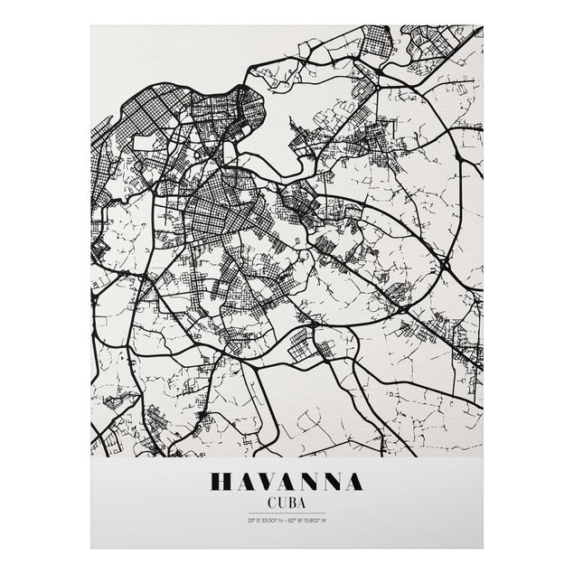 Quadri bianco e nero Mappa dell'Avana - Classica