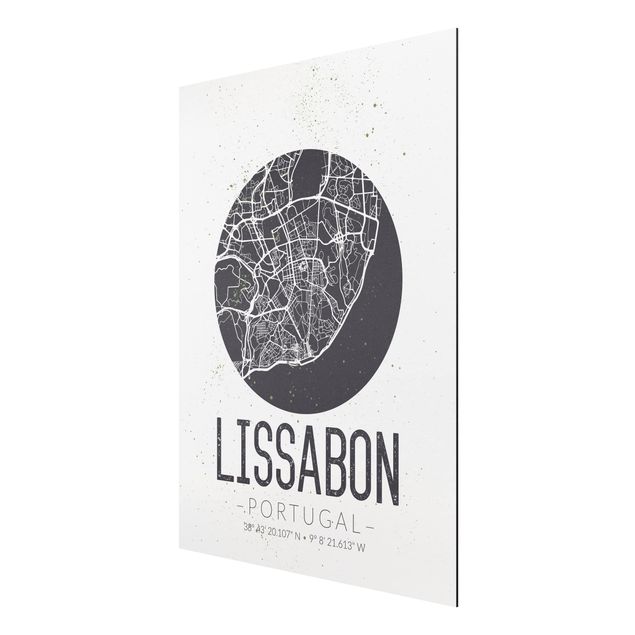 Quadro mappamondo Mappa di Lisbona - Retrò
