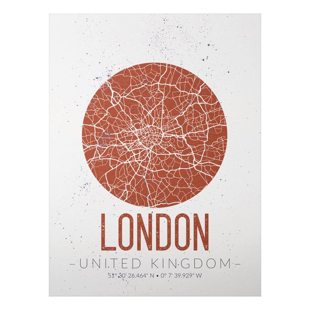 Quadri moderni per arredamento Mappa della città di Londra - Retrò