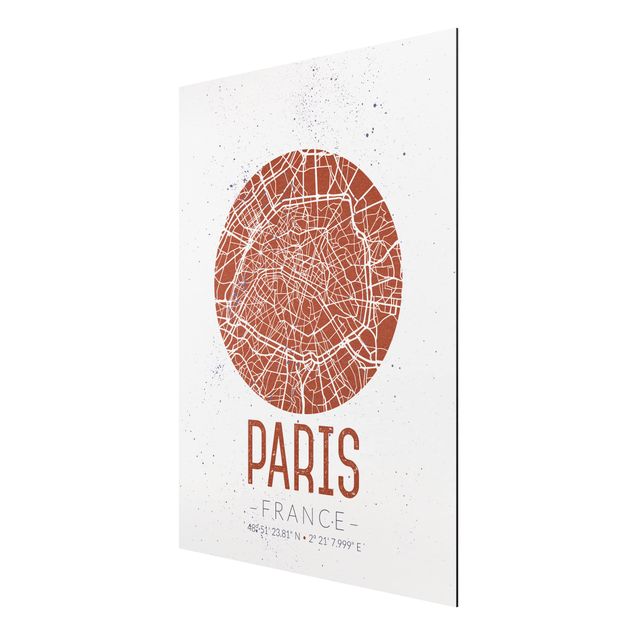 Quadri bianco e nero Mappa della città di Parigi - Retrò