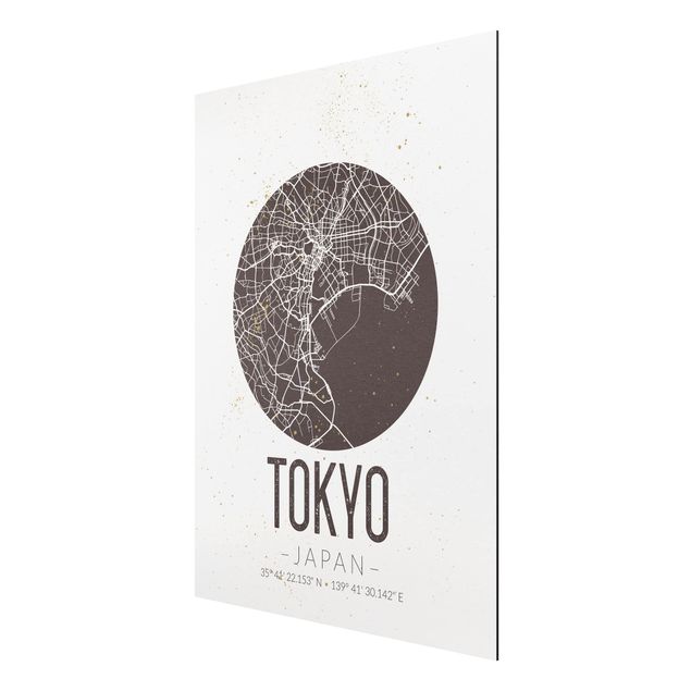 Quadri in bianco e nero Mappa di Tokyo - Retrò