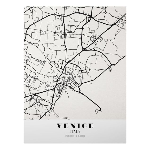 Quadri moderni bianco e nero Mappa di Venezia - Classica