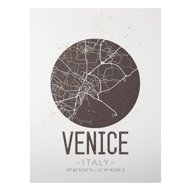 Quadri bianco e nero Mappa di Venezia - Retrò