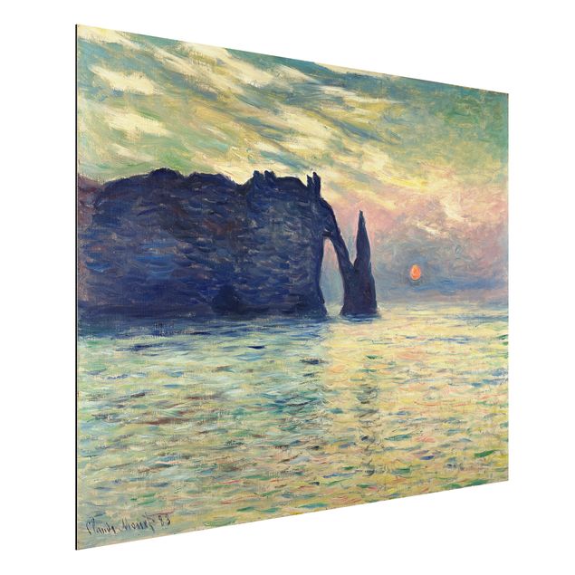 Riproduzioni Claude Monet - La scogliera, Étretat, tramonto