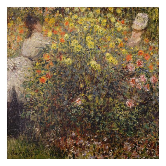 Stile di pittura Claude Monet - Due signore nel giardino fiorito