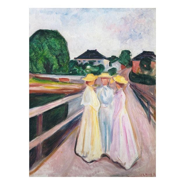 Quadri post impressionismo Edvard Munch - Tre ragazze sul ponte