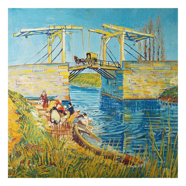 Puntinismo quadri famosi Vincent van Gogh - Il ponte levatoio di Arles con un gruppo di lavandaie