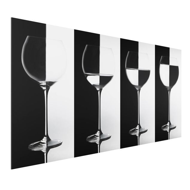 Quadri moderni bianco e nero Bicchieri da vino in bianco e nero
