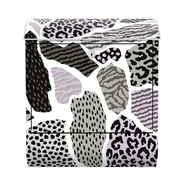 Cassetta postale grigia Stampa animale Zebra Tigre Leopardo Europa