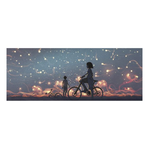 Glas Magnetboard Disegno Anime - Luci su una bicicletta