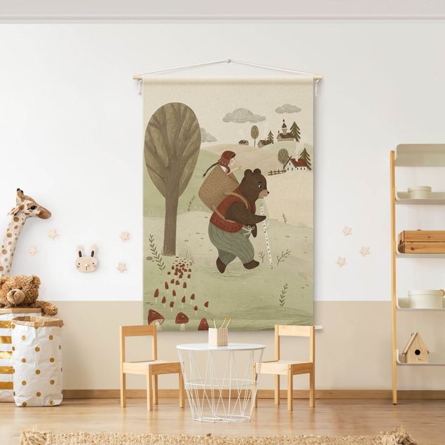 arazzo da parete moderno Anna Lunak - Illustrazione di Masha e Orso