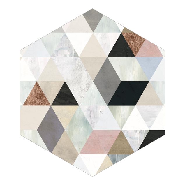 carta da parete Mosaico ad acquerello con triangoli I