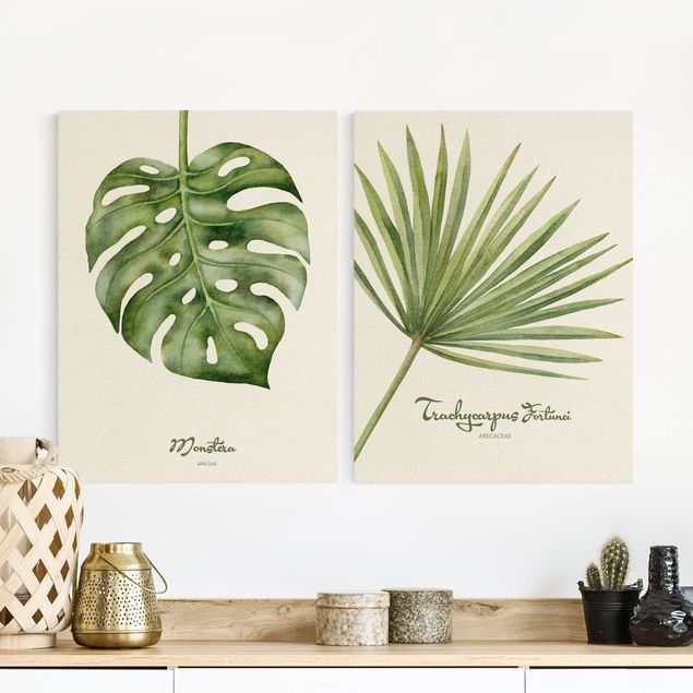 Quadro su tela componibile Duo di botaniche ad acquerello