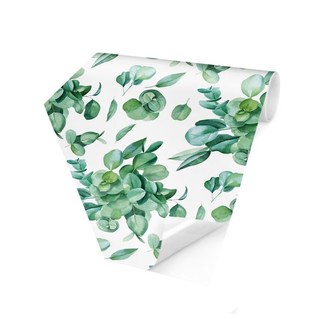 Carte da parati verde Disegno acquerello di bouquet di eucalipti