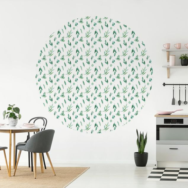 Carte da parati adesive Disegno acquerello di rami di eucalipto