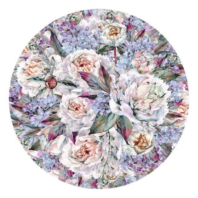 Carte da parati moderne Bouquet di peonie lilla ad acquerello