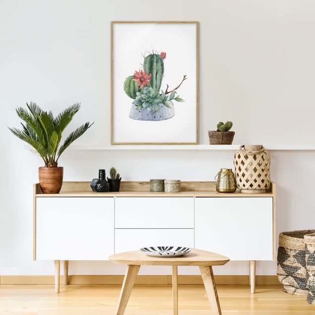 Quadri di fiori Illustrazione di cactus ad acquerello