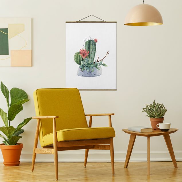 Quadri con fiori Illustrazione di cactus ad acquerello