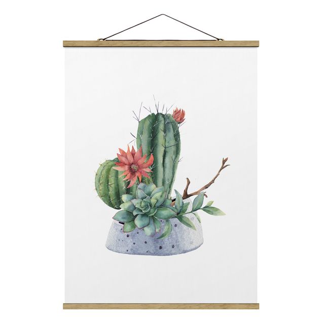 Quadri verdi Illustrazione di cactus ad acquerello
