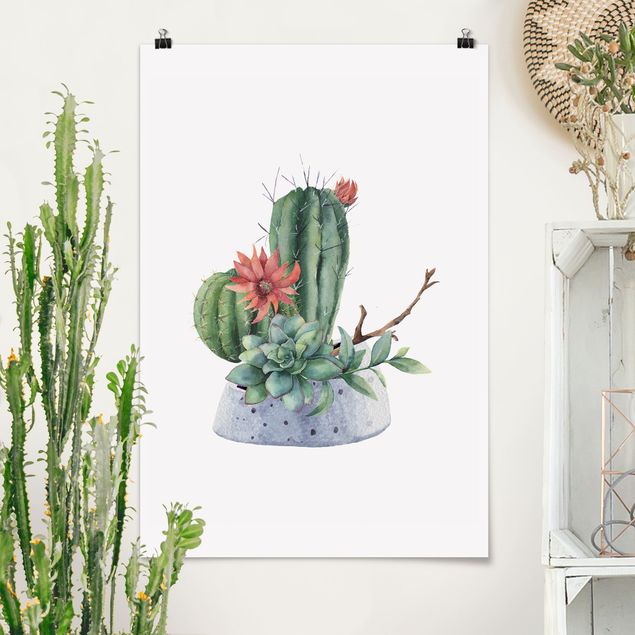 Quadro moderno Illustrazione di cactus ad acquerello