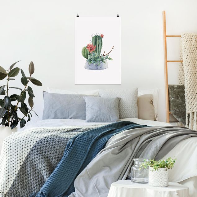 Quadro floreale Illustrazione di cactus ad acquerello