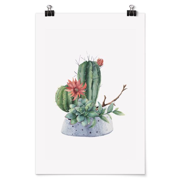Quadro verde Illustrazione di cactus ad acquerello