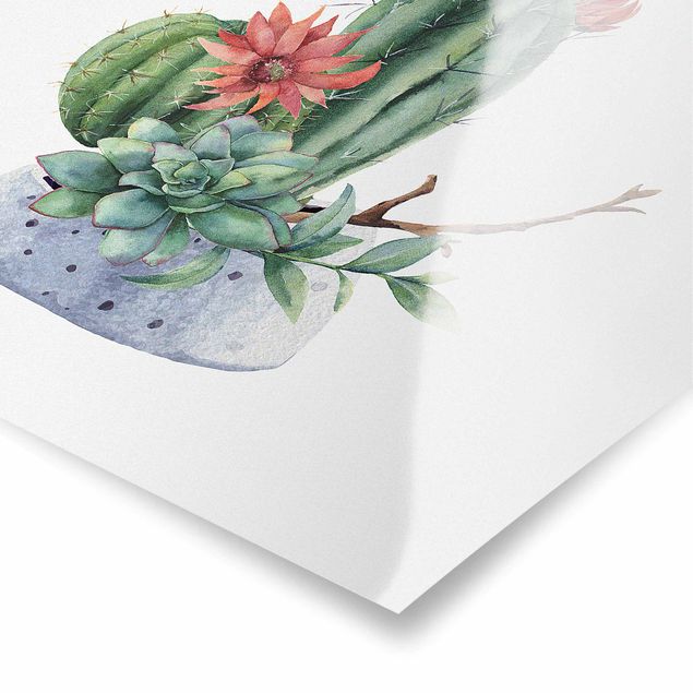 Poster da parete  Illustrazione di cactus ad acquerello