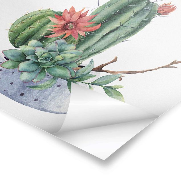 Poster - Illustrazione di cactus in acquerello