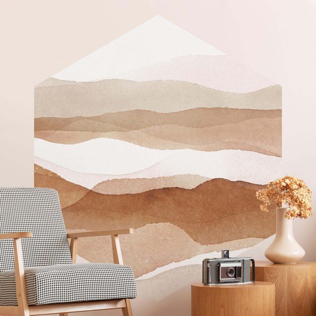 Carta da parati adesiva Paesaggio in acquerello montagne di sabbia