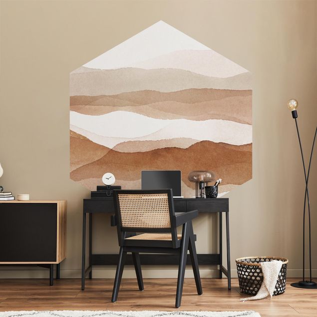 Carte da parati moderne Paesaggio in acquerello montagne di sabbia