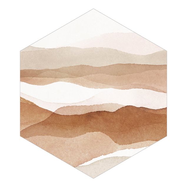 Carta da parati esagonale Paesaggio in acquerello montagne di sabbia