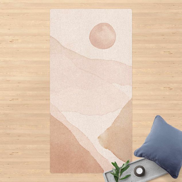 tappeto moderno Paesaggio in acquerello Il sole e le montagne