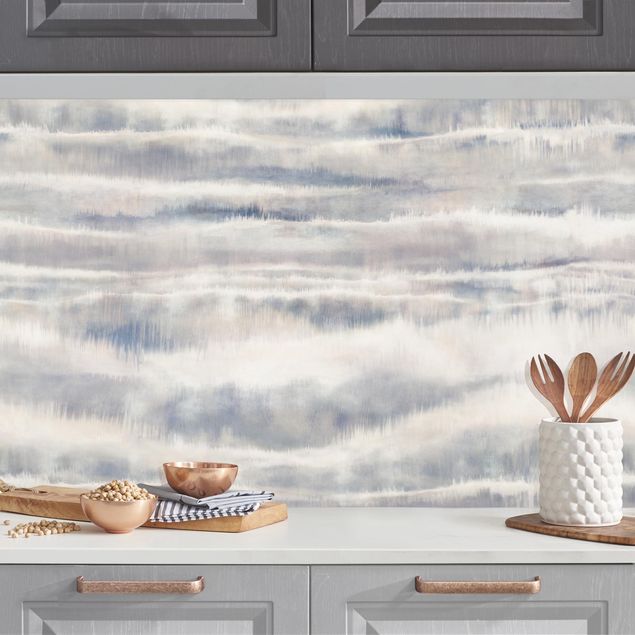 Rivestimenti per cucina con paesaggio Strisce di nebbia ad acquerello